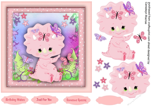 Cute Baby Dino , Pink