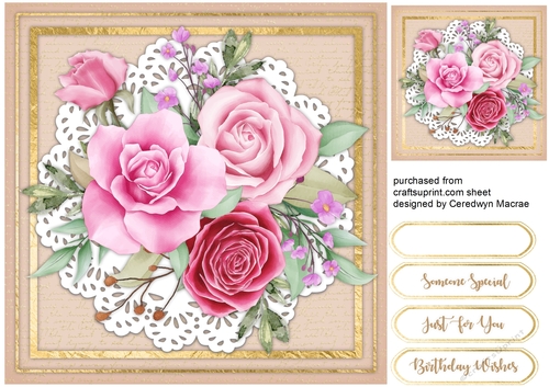 Beautiful Pink Roses on a Lace Mat