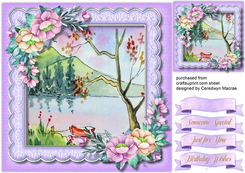 Beautiful Lilac Water Scene and Roses 
