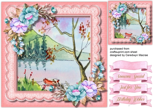 Beautiful Pink Water Scene and Roses 