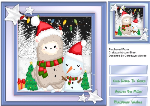 Cute Llama and Snowman