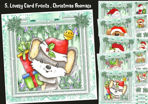 5, Lovely card fronts , Christmas Animals 
