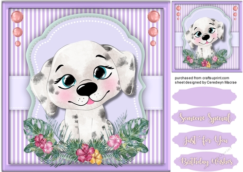 Cute   Puppy in a Flower Frame