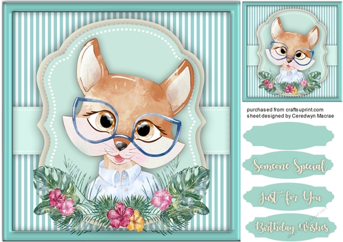 Cute  Foxy boy in a Flower Frame