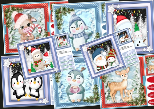 8, Christmas Card fronts , Cute Animals 
