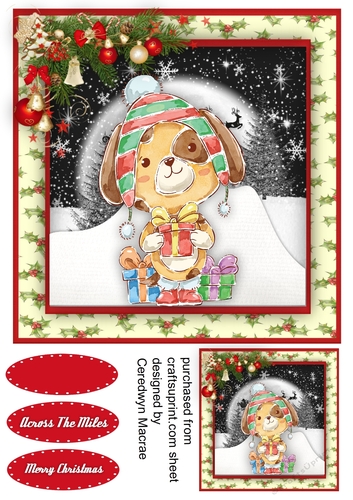 Cute Puppy in Christmas Hat