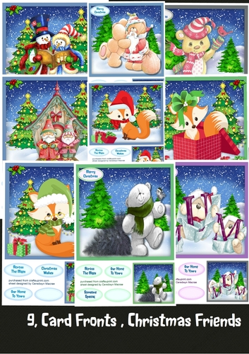 9, Card Fronts , Christmas Friends