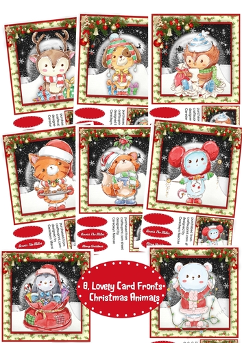 8 , Lovely card Fronts ,Christmas Animals
