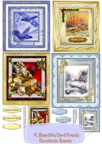 4, Lovely card Fronts ,Christmas Animals