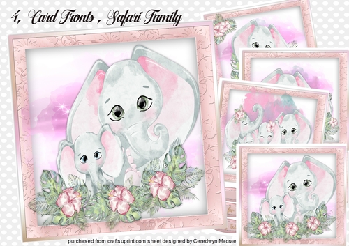 4, Lovely card Fronts, Safari Family 
