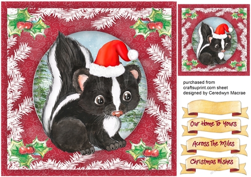 Cute Skunk  in a Christmas Hat 
