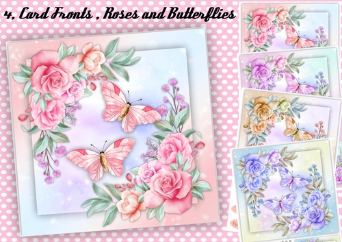 4,  Card Fronts , Roses and Butterflies
