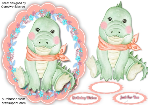 Croc in a Scalloped Frame 