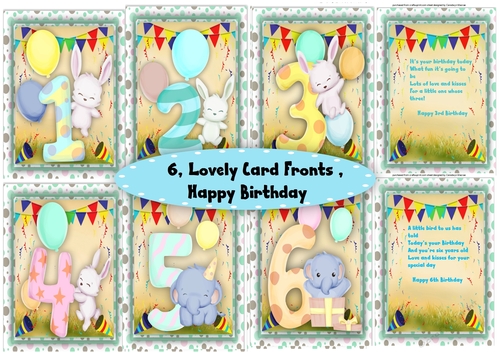 6, Lovely Card Fronts , Happy Birthday