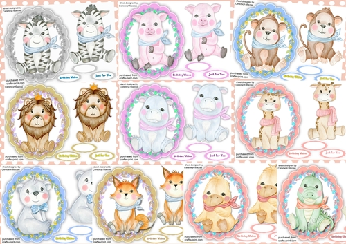 10, Card Toppers , Gorgeous Animals 