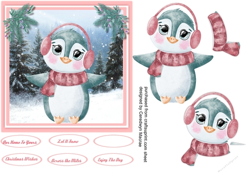 6x6 Penguin In Ear Muffs