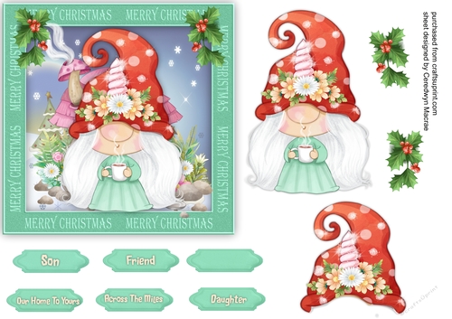 Girl Gnome Having Cocoa
