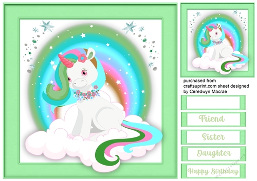 Gorgeous Rainbow Unicorn, Green 