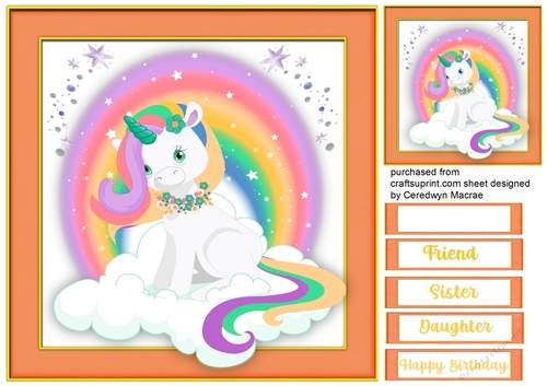 Gorgeous Rainbow Unicorn, Orange