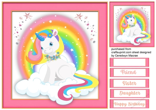 Gorgeous Rainbow Unicorn, Hot Pink
