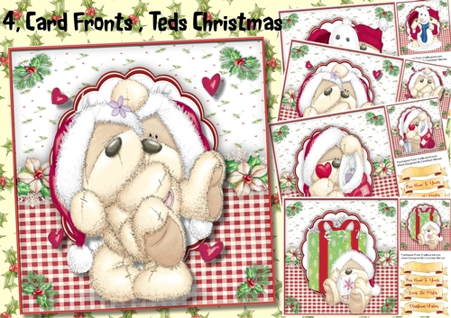 4, Card Fronts , Christmas Teds 