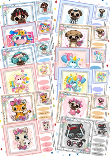 12, Card Fronts Little Cuties