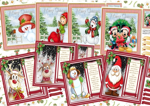 8, Card Fronts , Christmas Teddies