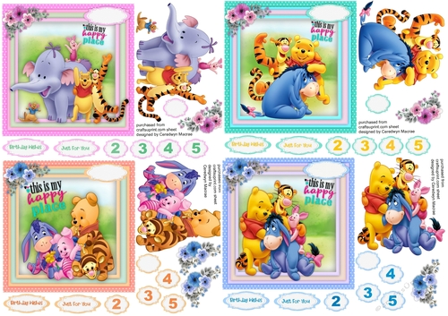 4, Lovely Card Fronts , Pooh and Friends