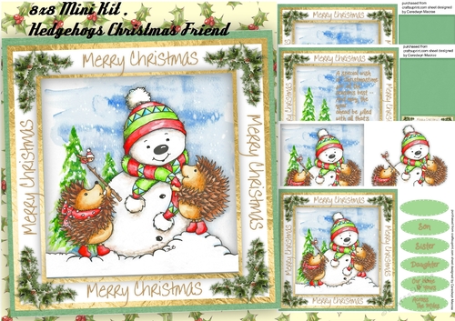 8x8 Mini kit, Hedgehogs Christmas Friend
