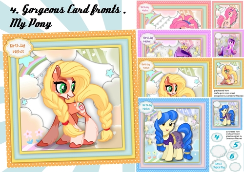 4, Gorgeous Card Fronts, My Pony