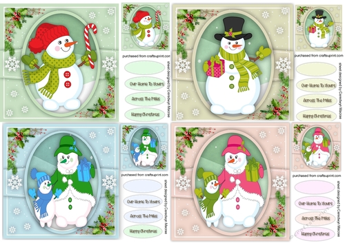4, Lovely Card fronts , Snowman Family