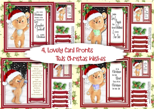 4, Lovely card Fronts, Teds Christmas Wishes