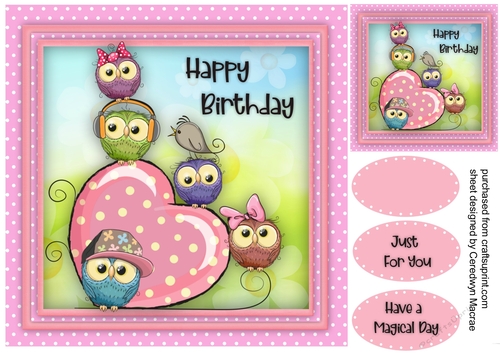 Owls  Heart Happy Birthday 