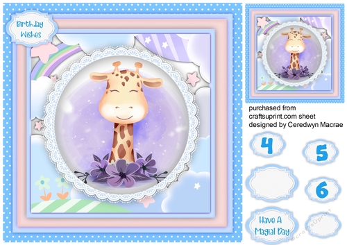 Cute Giraffe in a lace Frame