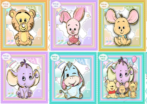 6, Card Fronts, Baby Winnie and Friends