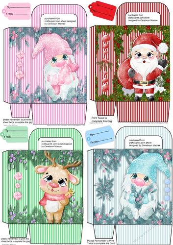 4, Lovely Gift Bags , Christmas