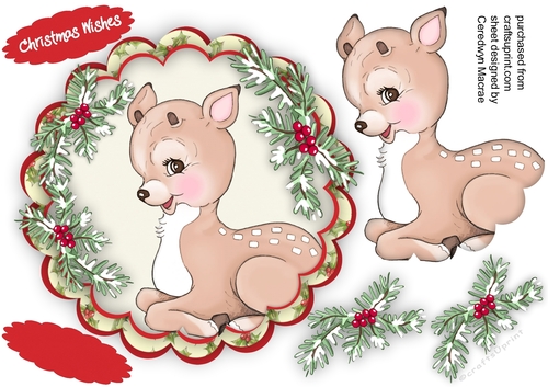 Gorgeous Deer on a Scalloped Mat