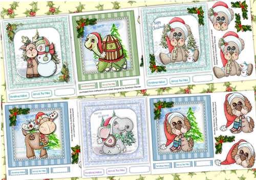 6,Cutie  Cards , Christmas Animals 
