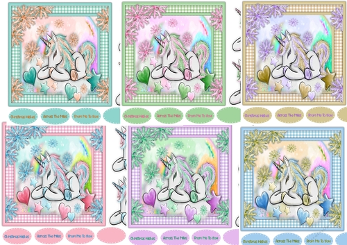 6, Lovely Cards , Snowflake Unicorns