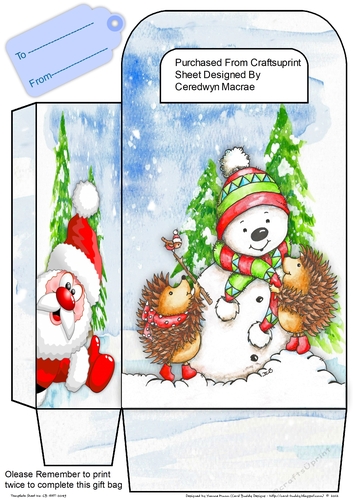 Hedgehogs Christmas Gift Bag