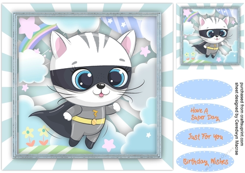 Gorgeous Cat Super Hero, Blue