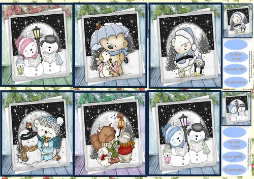 6, Lovely Cards , Snow Friends 