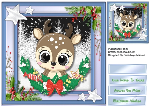 Reindeer In Holly 