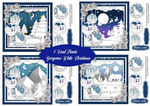 4,Card Fronts , Gorgeous White Christmas