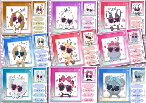 9, Lovely card Front , Star Animals 