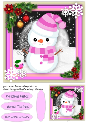 Snowman in Lilac Scarf