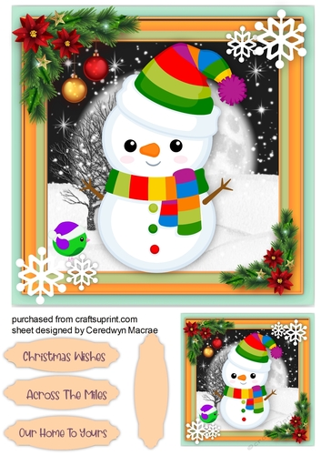 Snowman in Rainbow Scarf