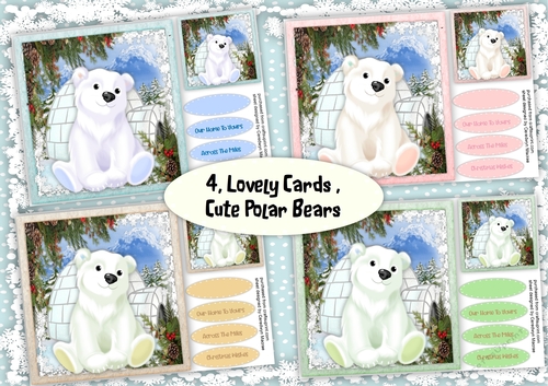 4, Lovely Cards , Cute Polar Bears 