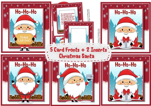 5, Card Fronts +2 Inserts , Christmas Santa