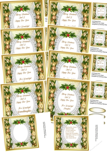 8, Lovely cards + 2 Inserts , Christmas Wishes 